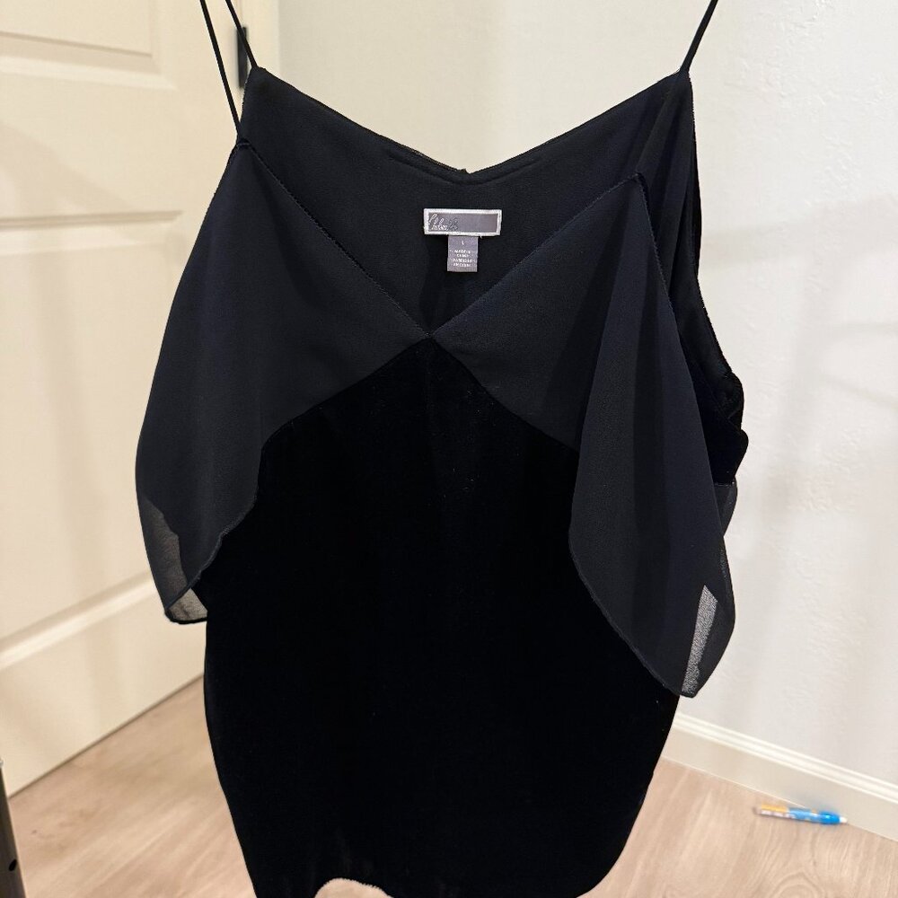 Chelsea28 Black Cami Strap Velvet & Crepe Camisole